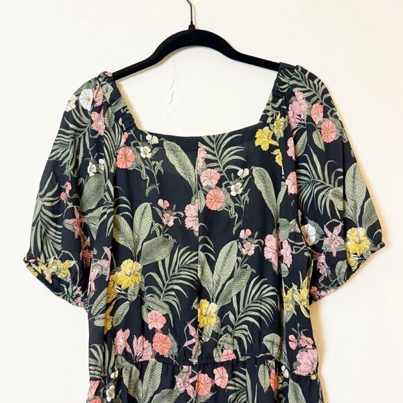Liz Claiborne Tropical Floral Square Neck Blouse (XL Petite) Off the Shoulder - Picture 6 of 11